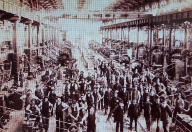 Railway employees at Eveleigh Street Railway workshop